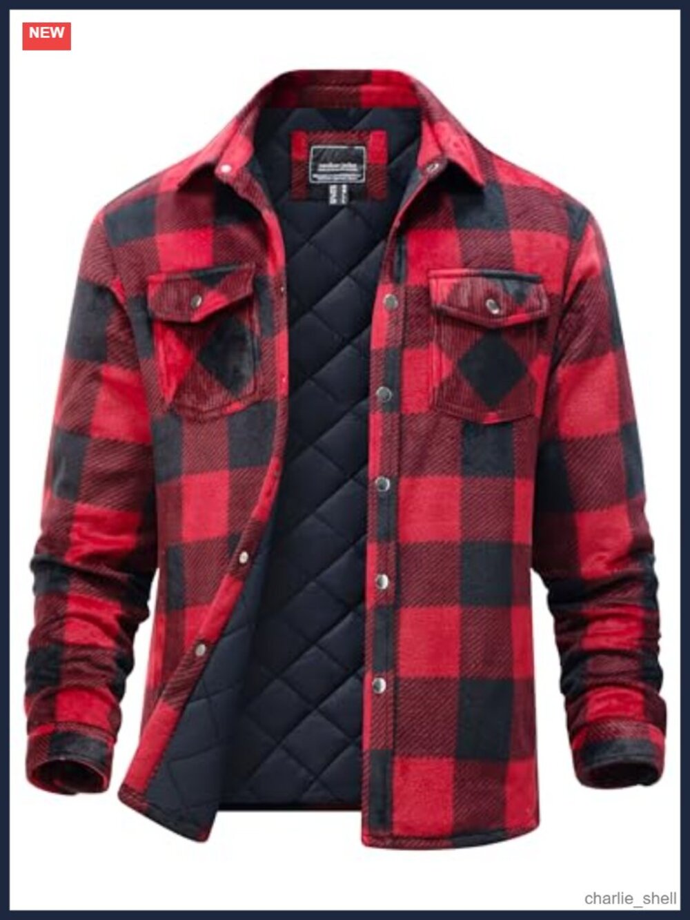 MAGNIVIT Men's Flannel Shirt Quilted Lined Button Down Plaid Shacket 5 Pockets